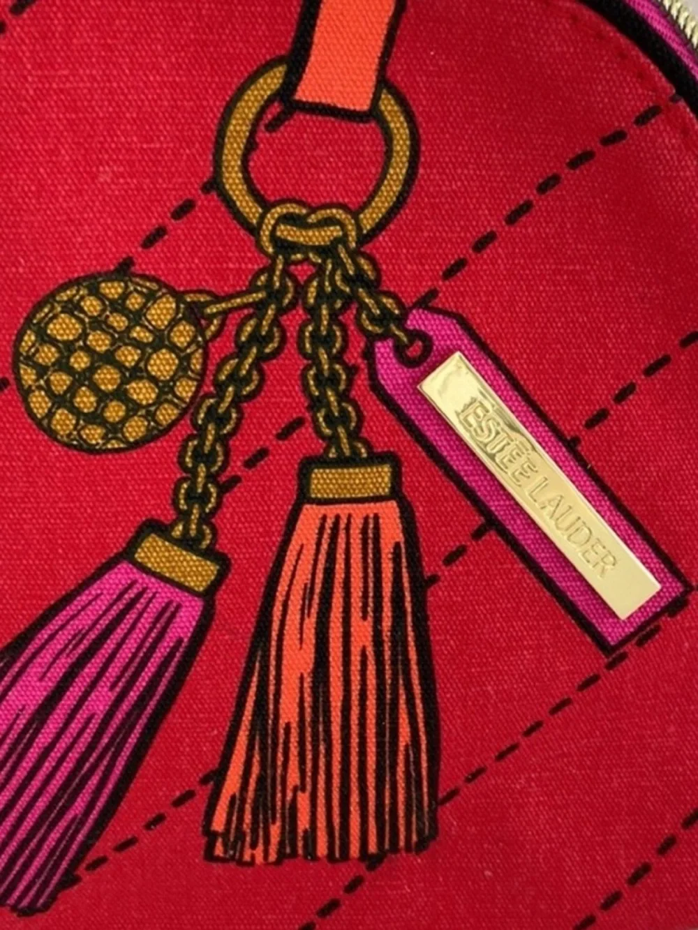 RARE Estée Lauder Beauty Illusion Makeup Bag Set 2 Pc Red Tassel Limited Edition
